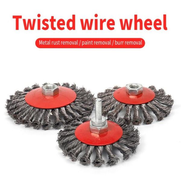 

4/4.5/5 inch m14 twist knot steel wire wheel brush professional cleaning remove paint rust corrosion for angle grinder accessor