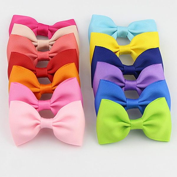 

dhl 1000pcs candy barrettes kids bowknots solid ribbon hair clip bows, Slivery;white