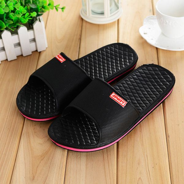 

men solid flat bath slippers summer sandals indoor & outdoor slippers #a40, Black