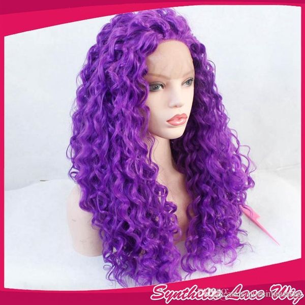 Long Afro Kinky Curly Synthetic Lace Front Wig For Black Women