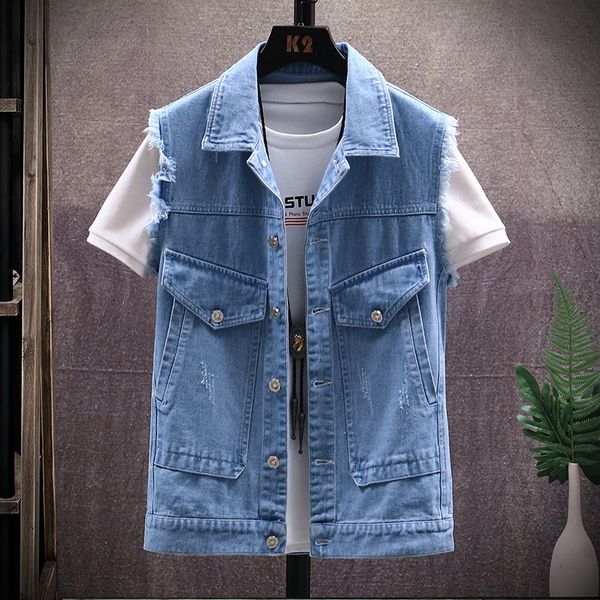 

japanese new denim vest summer fashion loose plus size coat, Black;brown