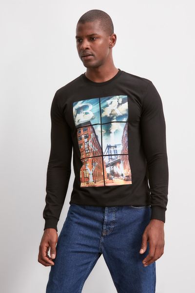 

trendyol printed sweatshirts tmnaw20sw0702, Black