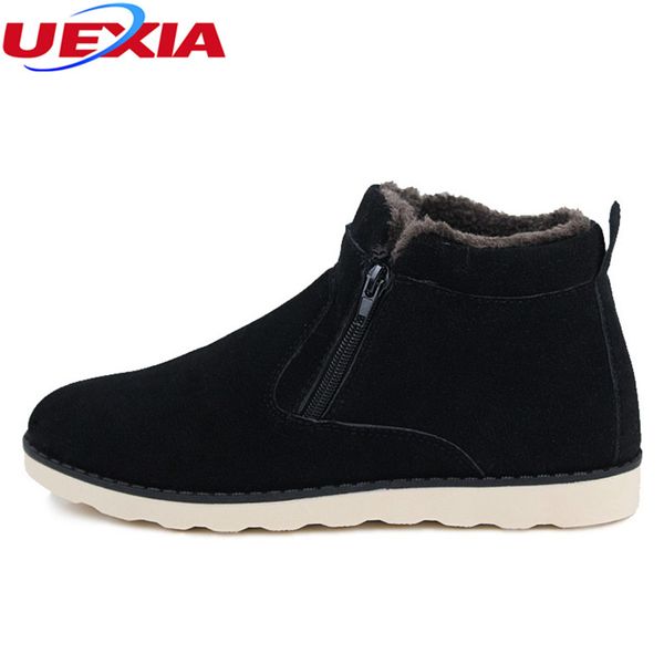 

uexia shoes male winter warm fur plush botas high fashion boots for men breathable comfortable zapatos hombre plus size 47, Black