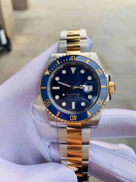 

2020 watcshes blue ceramic bezel blue dial 116613 16613 stainless steel asia 2813 mechanical automatic mens watche, Slivery;brown