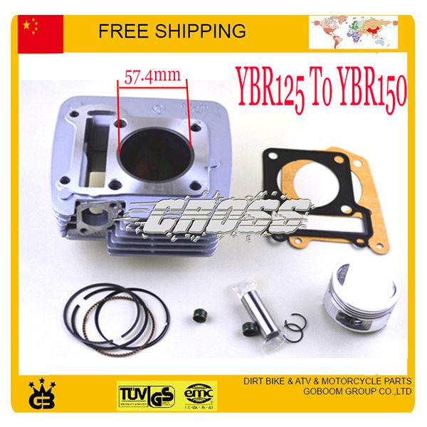 

modified ybr125 to ybr150 150cc cylinder assy block assembly 57.4mm piston ring gasket 125cc motorcycle ing