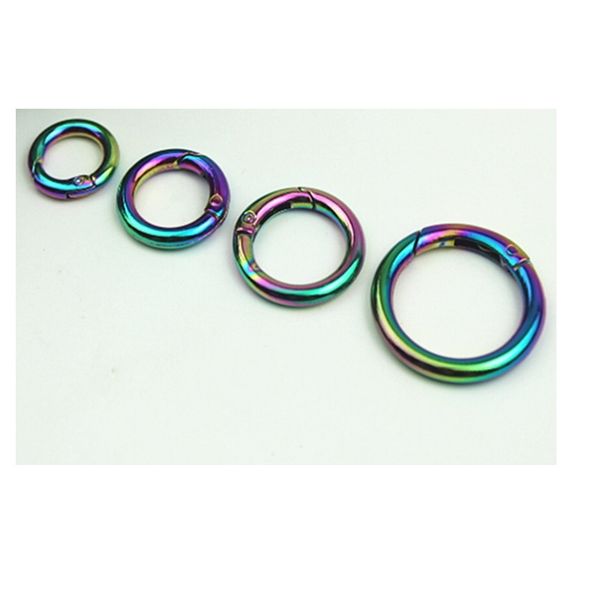 

100pcs/lot spring stainless steel round ring openable keyring leather bag belt strap chain buckle diy snap clasp accessories, Black