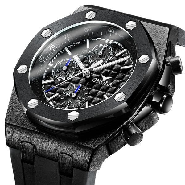 

relogio masculino 2019 new sport chronograph mens watches brand casual rubber waterproof date quartz watch man clock, Slivery;brown