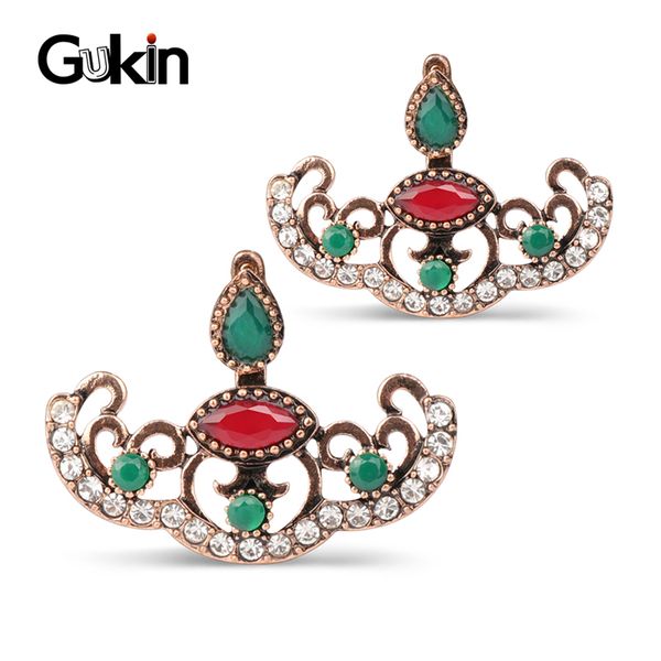 

gukin india jewelry women's earrings resin double sided crystal vintage party boho flower earrings accessories, Silver