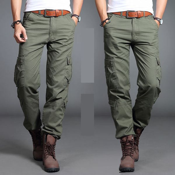 

2020 cargo pants men city tactical combat swat army pants male cotton many pockets stretch flexible man casual trousers, Black