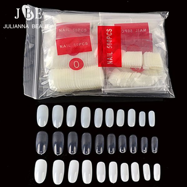 

500pcs/bag oval nails tips clear/ natural / white nail art round end oval false fake nail art tips manicure artificial fingers, Red;gold