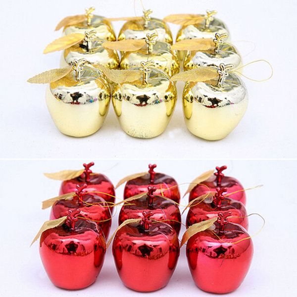 

12pcs christmas tree xmas balls decorations gold red apple baubles party wedding ornament christmas hanging decoration supplies