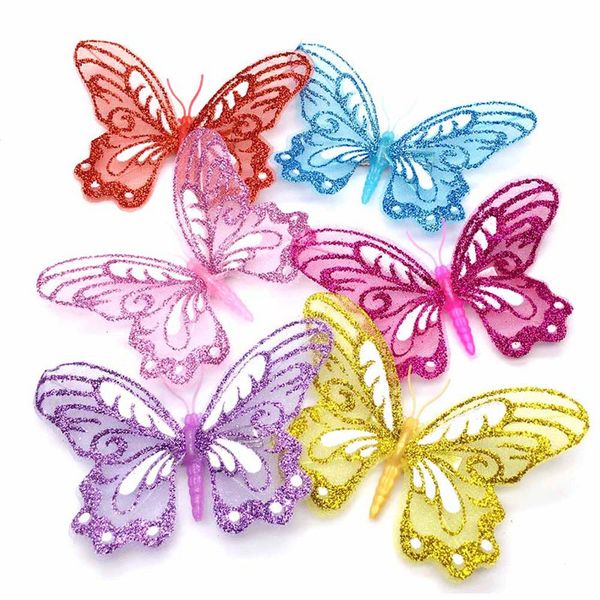 

6pcs/lot hair clips girls butterfly twinkling hairpins shiny beautiful hair clips for lovely children accessories, Slivery;white