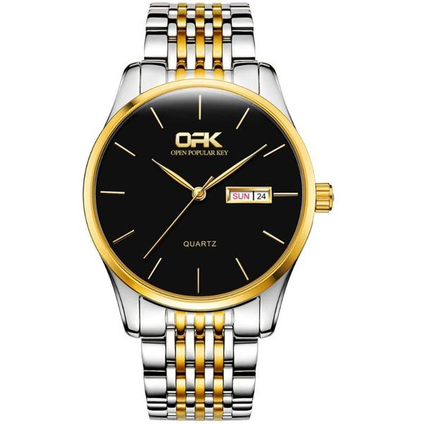 

opk watch waterproof dual calendar quartz watch business non-mechanical men's men's, Slivery;brown