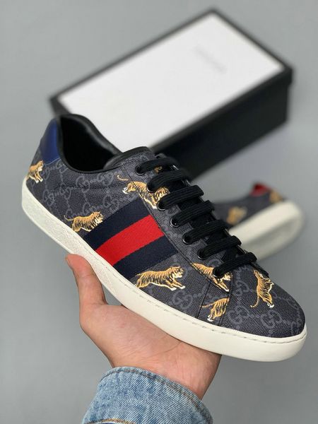 

mens designer shoes grey white ace embroidered low-mens & women genuine leather luxury 2019 flat brand casual shoes