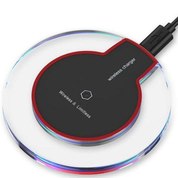 

new ultra-thin universal qi wireless fast charger new ultra-thin crystal clear charge k9 5w charger pad base wireless for mobile phones