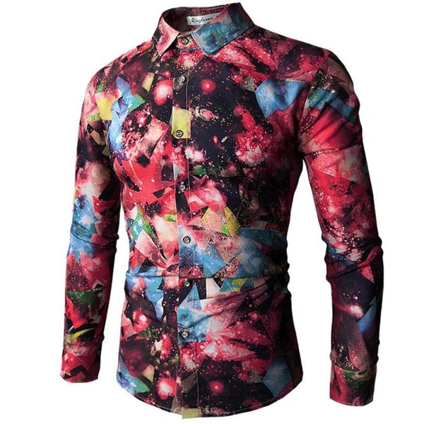 

summer long-sleeved shirt 2020 new hawaiian lapel starry sky 3d digital printed shirt men's casual daily holiday, White;black