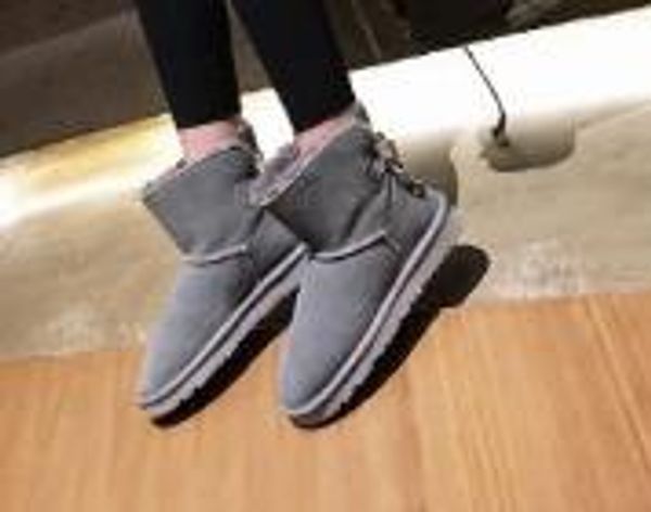 

designer-tone winter boots leather bailey bow ladies double drill bow snow boots women's shoes diamond, Black