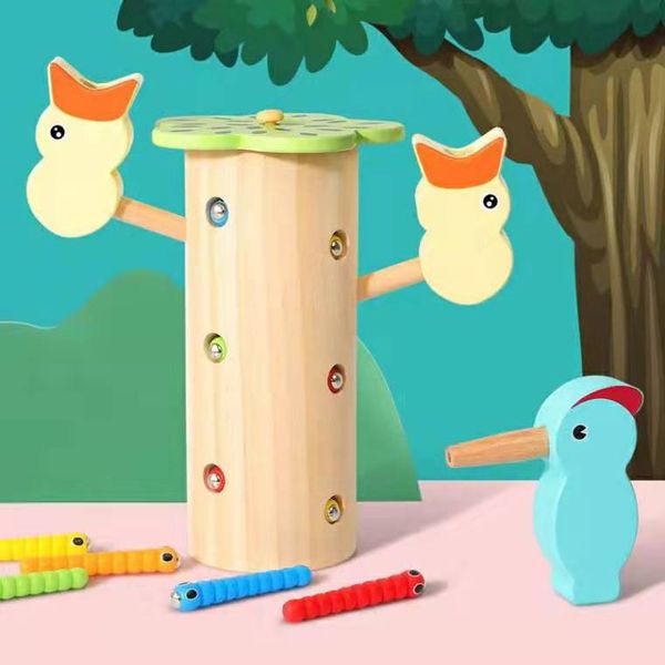 Spedizione gratuita picchio Eat bug 1-3 anni Giocattoli per bambini Multifunzione Puzzle Montessori Giocattoli in età prescolare Bug cattura giocattolo Picchio che vede un tre