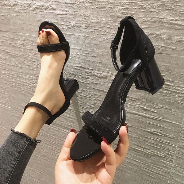 

2020 sandals black shoes for women espadrilles platform summer heels buckle strap women's beige high velvet female heeled sexy