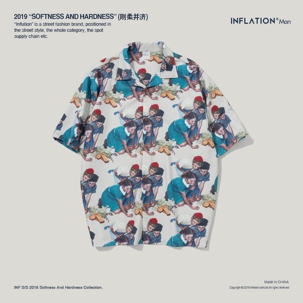 

2019 ss collection mens short sleeve beach hawaiian shirts children printed funny shirt oversize hip hop shirts 9236s, White;black