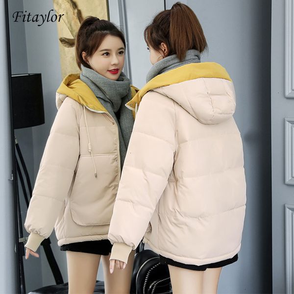 

fitaylor 2019 winter jas женщины плюс размер 3xl кошки куртка толстая короткая парк с капюшоном outer женский горячий снег шинель, Black