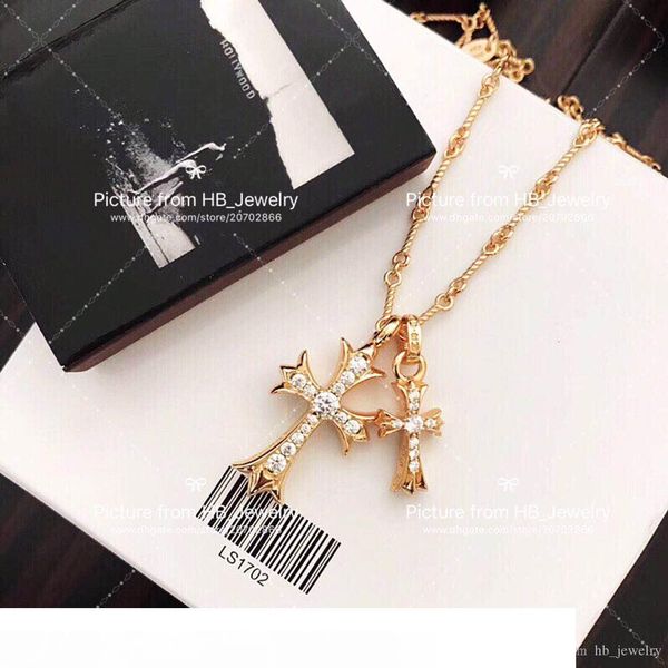 

fashion brand with box gold cross designer necklace for lady design mens and women party wedding lovers gift luxury hip hop jewelry, Silver
