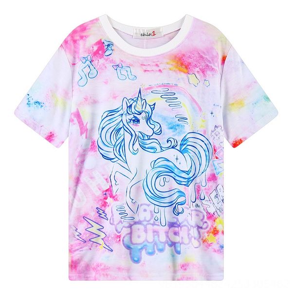 

summer harajuku cute rainbow unicorn short sleeve loose female t1442 summer harajuku cute rainbow unicorn short sleeve loose t-shirt t-shirt, White
