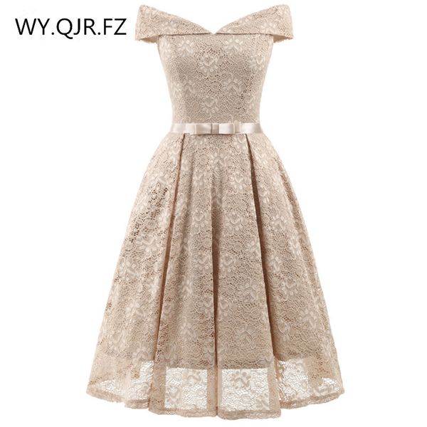 

cd1603x#apricot boat neck bow lace ping short evening dresses bride toast graduation party dress gown prom wholesale clothi, White;black