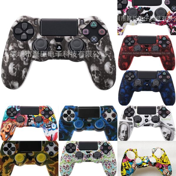 

qink7 ps4 controller silicone case waterproof play flowers skin printing cover for sony protective station 4 ps 4 dualshock 4 gamepad