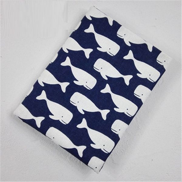 

50x150cm whale vintage cotton linen sewing fabric for tablecloth for cushion diy sew fabric home decoration, Black;white