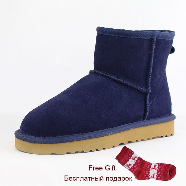 

new fashion australia classic women snow boots waterproof genuine leather ankle boots warm winter boots woman shoes, Black