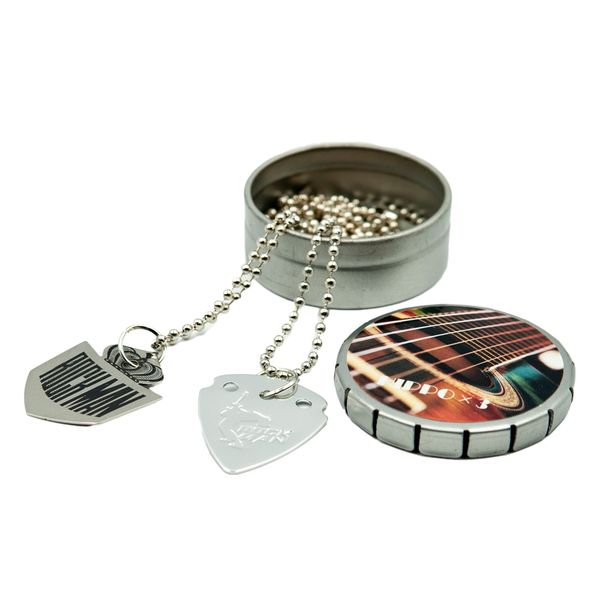

1 set stainless steel guitar barbed necklaces ball chain + durable portable box