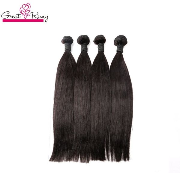 4pcs Malásia extensões do cabelo não processado Virgin Cabelo Humano Pacotes reta de seda do cabelo Trama Dyeable Natural Color 8 