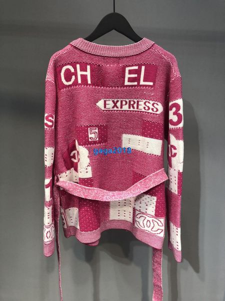 

high end женщины девушки вязать свитер куртка лоскутное письмо плед мотив галстук талия с длинным рукавом трикотаж взлетно посадочной полосы, White;black