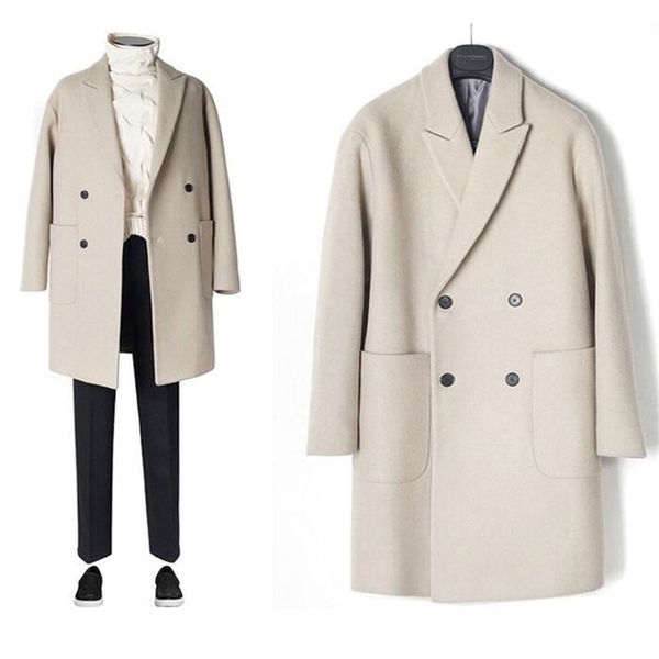 

2019 new men windbreaker mens trench coat men coat casual jacket fashion brand clothing men's wool trench long for, Black