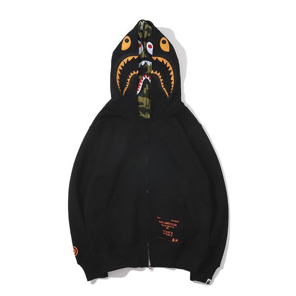 

mens womens white designer hoodie sweatshirt sweat cooperation models double cap terry thin sweater casual hooded jacket, Black