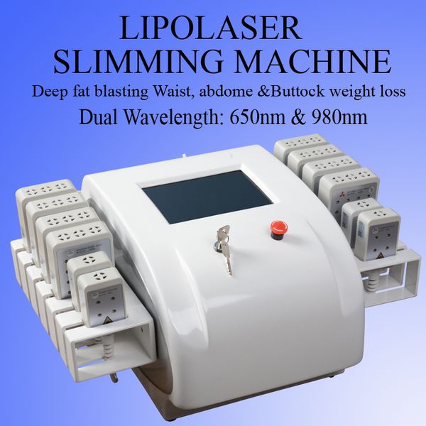 

lipo laser slimming fat loss machine fast fat burning remover laser weight loss machine 12pcs pads, Black