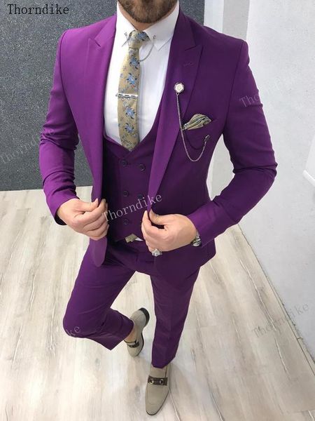 

thorndike purple men suit 3pcs 2020 formal suit mens prom wedding bridegroom tuxedos slim fit mens suits set (jacket+pants+vest, White;black