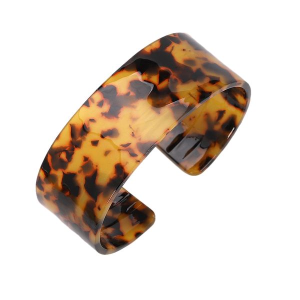 

fashion cuff acrylic wide bangles bracelet for women vintage round trendy wedding jewelry leopard brown, Black