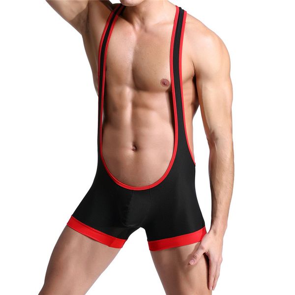 

men undershirts jumpsuit one-piece suits smoothly wrestling singlet breathable bodysuit exotic super soft spandex undershirt, Black;brown