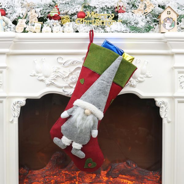 

christmas decoration gift socks hanging gift stocking large-sized bag santa claus socks christmas tree pendant