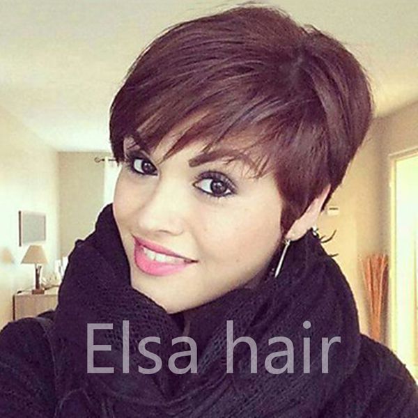 Celebrity Best Rihanna Hairstyle Human Hair Wig Straight Short