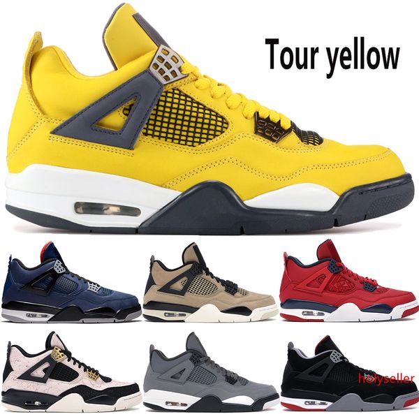 

tour yellow 4 4s jumpman mens basketball shoes bred fiba silt red splatter winter tatoo green grow black cat men trainers us 7-13