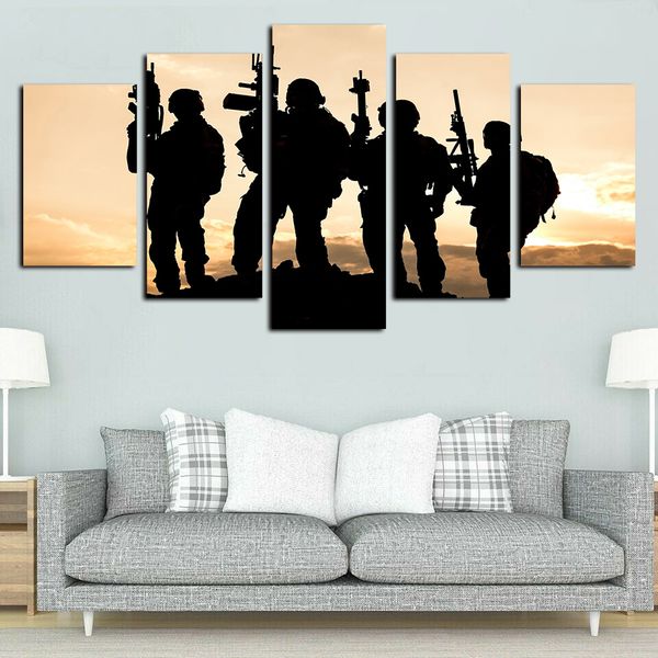 

5 panels canvas wall art united states army rangers sunset scenery picture poster hd print on canvas oil painting giclee artwork wall decor