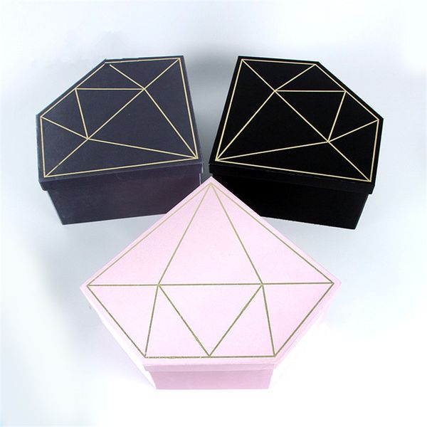 

new creative diamond shape flower box preserved flower gift packaging boxes
