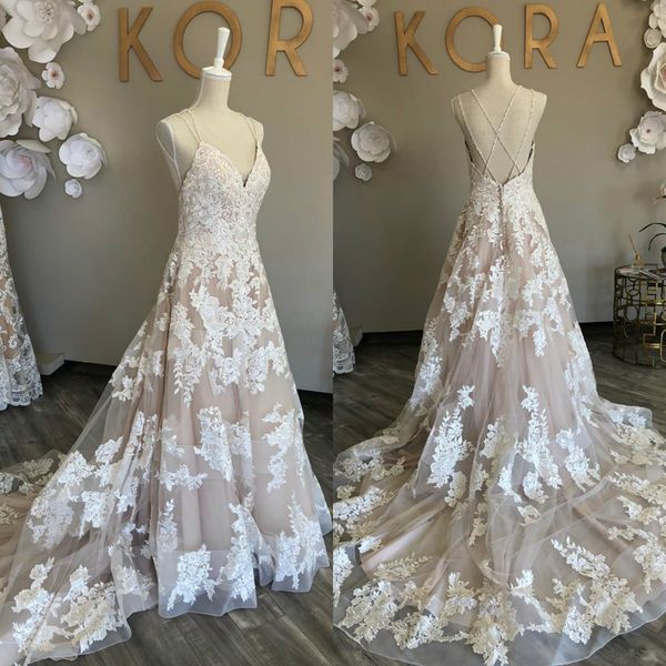 

2019 богемия свадебные платья спагетти v шеи рукавов кружева аппликации boho свадебные платья реальные изображения плюс размер линии свадебн, White