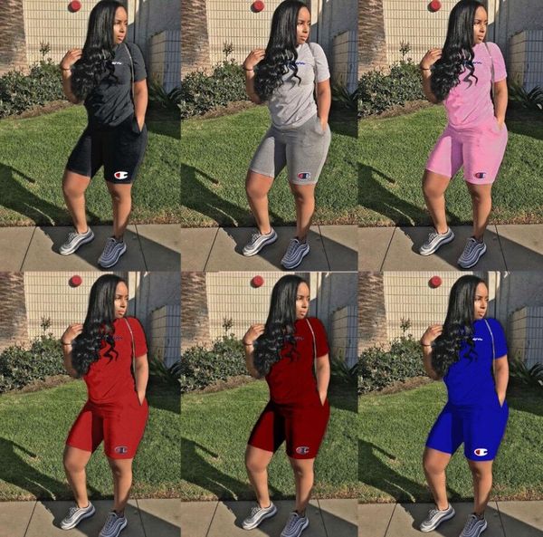 

Women champion track uit hort leeve t hirt hort 2 piece et outfit ummer lady port wear jogger clothing uit a361
