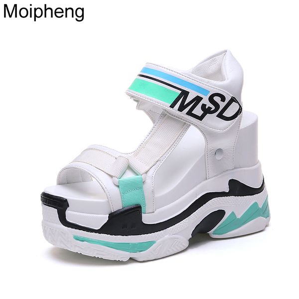 

moipheng chunky sandals summer women super high female wedges shoes for women platform patchwork casual sandalias mujer 2020, Black