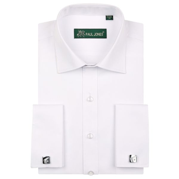 

france cufflink men's tuxedo shirts soft comfortable regular fit solid business men dress shirts s to5xl, White;black