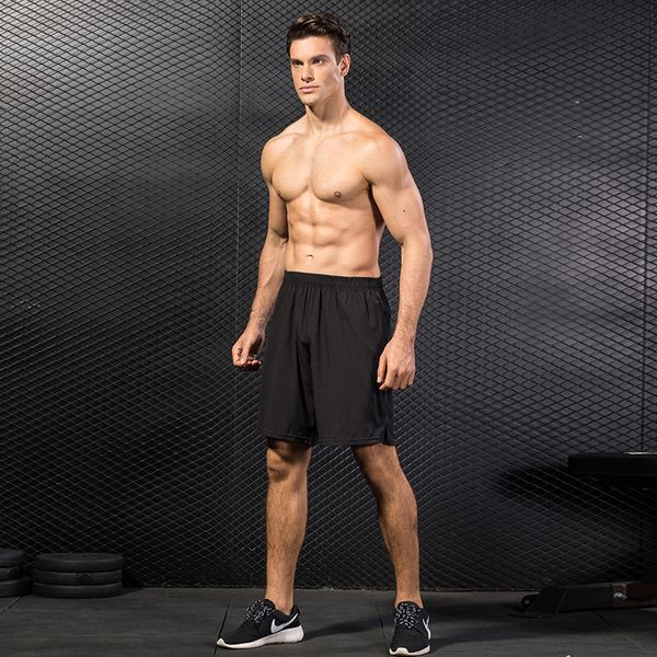 

man short trousers elastic waist casual exercise shorts running training riding basketball sports short pants fast dry breathable gym shorts, Black;blue
